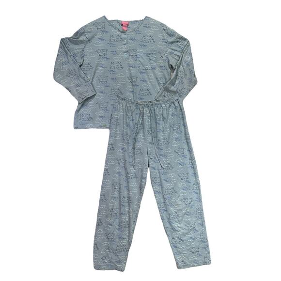 Jenni 2PC Counting Sheep Pajama Lounge Set 100% Cotton Blue White Size S - Picture 1 of 16